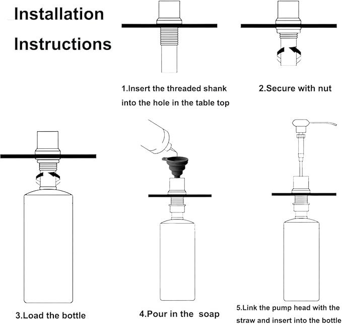 Soap Dispenser for Kitchen Sink, Stainless Steel Built in Soap Dispenser - Image 4