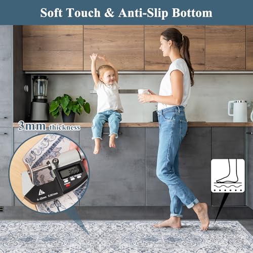 Area Mat for Living Room, 5'x8' Waterproof Vintage Print Kitchen Floo...