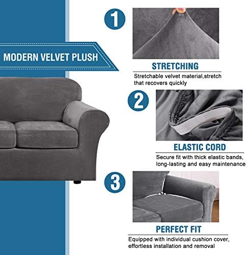 H.VERSAILTEX Rich Velvet Stretch 2 Piece Cover Chair Slipcover Sofa Cover Fur...