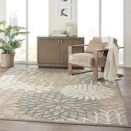 Nourison Home Aloha Natural 7' x 10' Area Rug - Easy Clean, Non Shedd...
