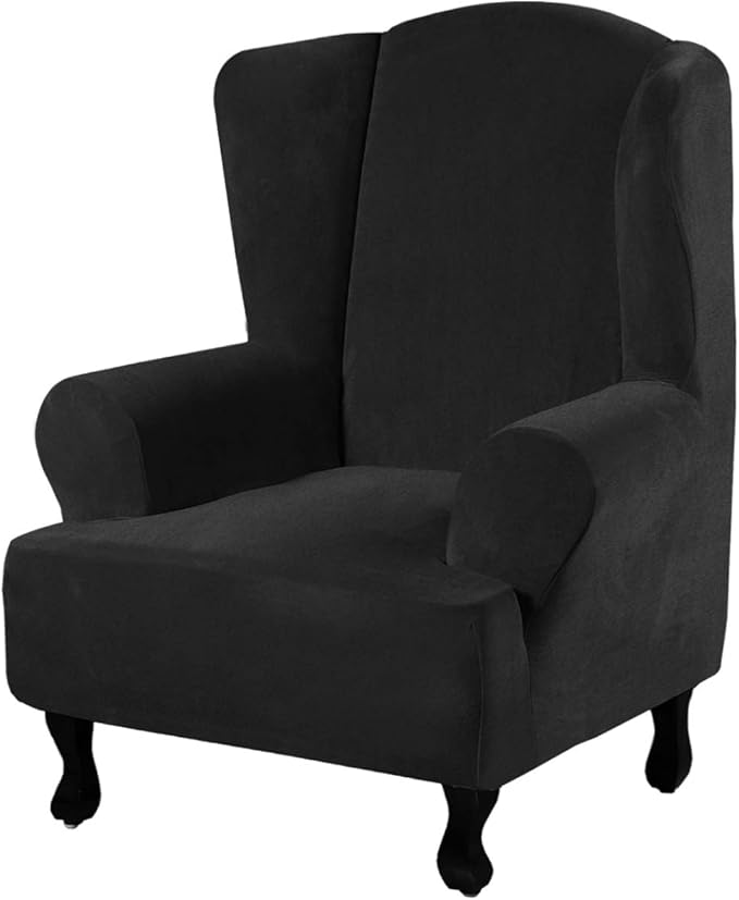 H.VERSAILTEX Wingback Chair Covers Velvet Plush Wing Chair Slipcover 1 Piece by HVERSAILTEX