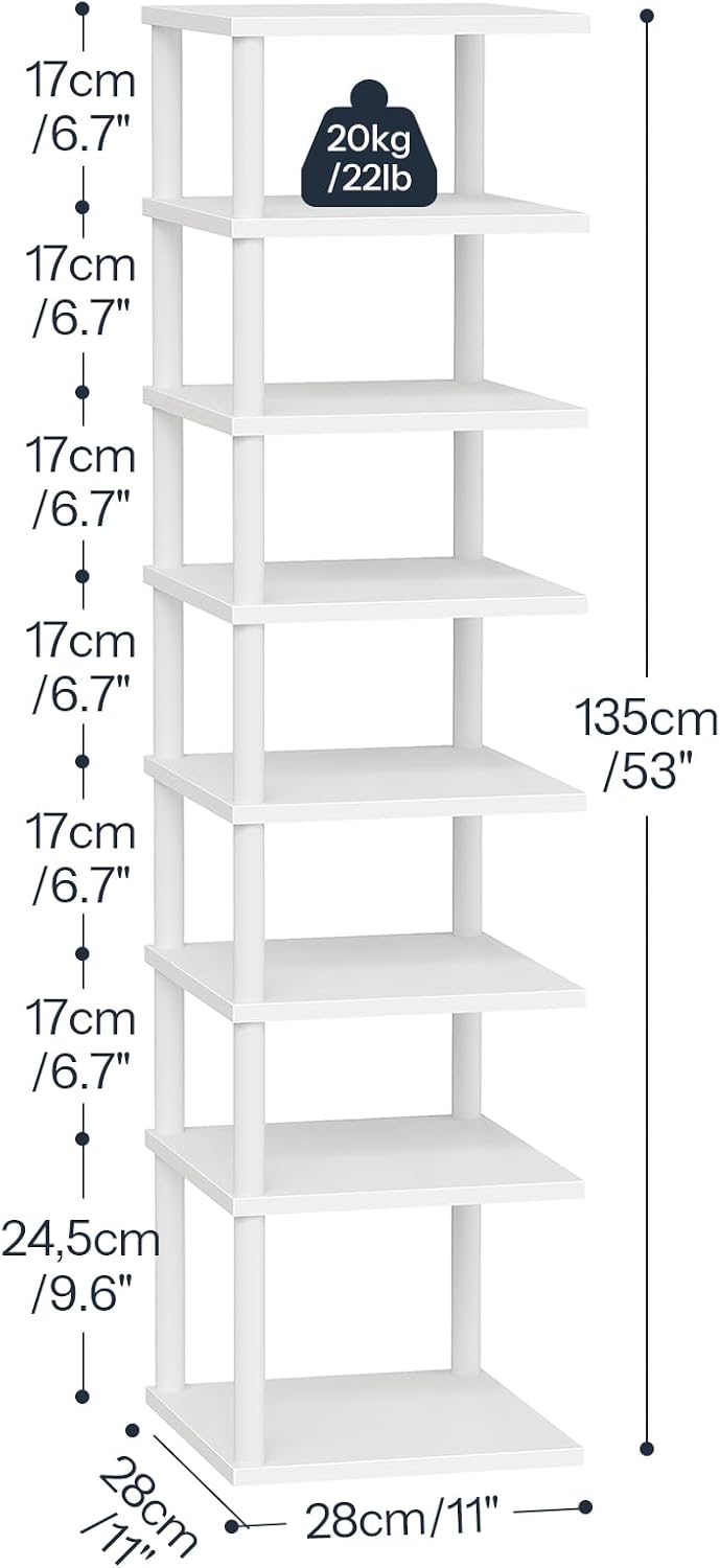 HOOBRO Vertical Shoe Rack, 8-Tier Narrow Shoe Shelf, Shoe Storage Organizer f...