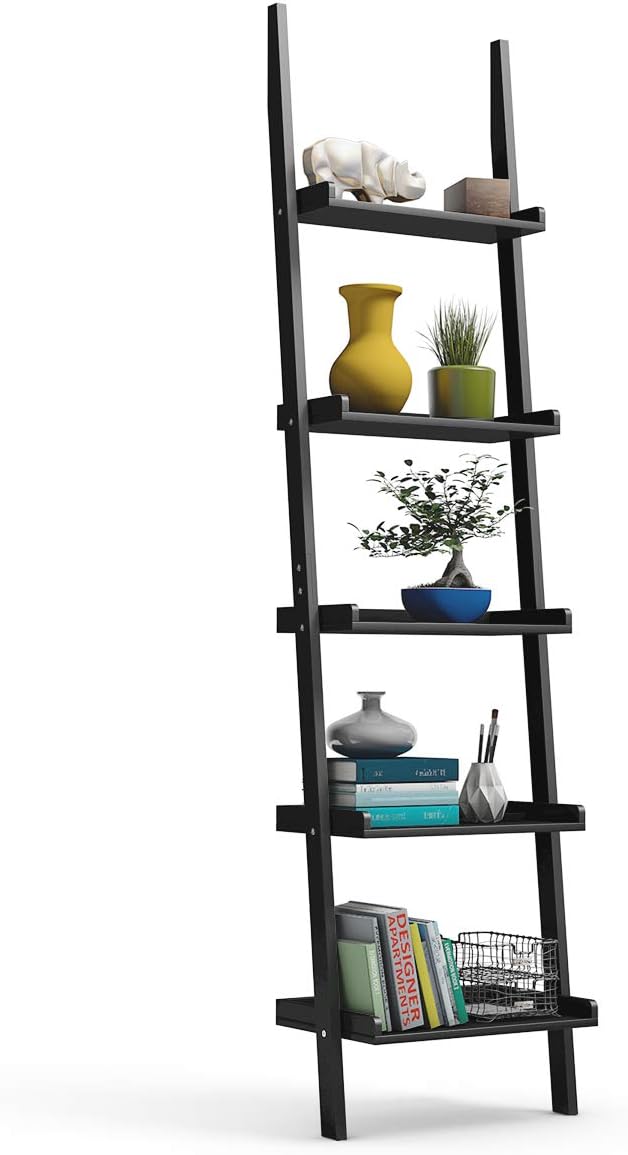Tangkula Ladder Shelf, 5-Tier Multifunctional Modern Wood Plant Flower Book D...