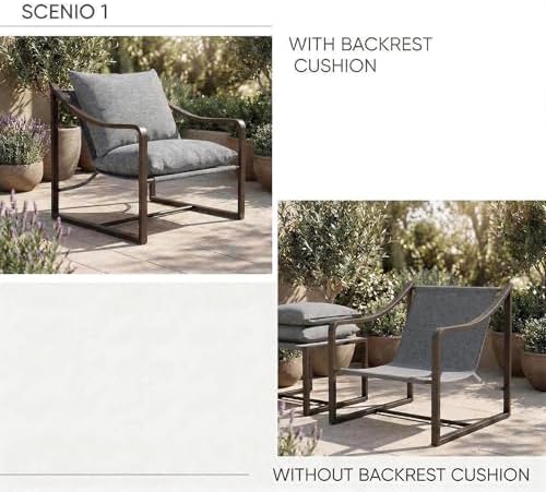 Accent Chairs Set of 2, Metal Frame Sling Outdoor Chairs with Metal Frame and...