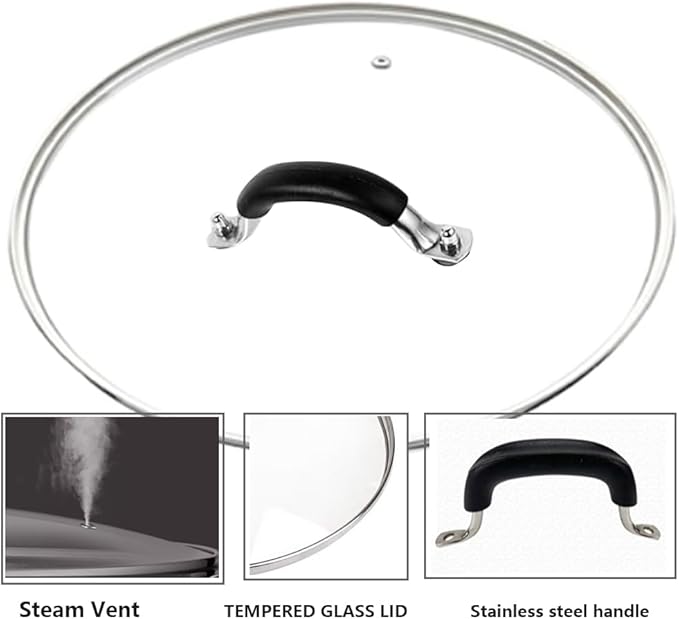 12 Inch Tempered Glass Lid for Lodge 12" Cast Iron Skillets & 7QT Dutch Ovens - Image 3