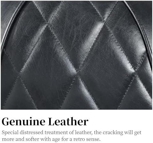 Art Leon Mid Century Industrial Genuine Leather Accent Club Chair Black