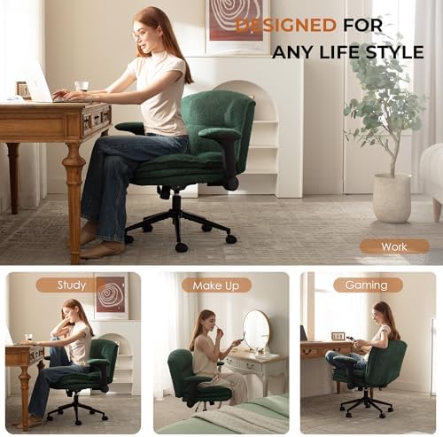 Dowinx Criss Cross Chair with Adjustable Flip-up Arms and Wheels, Comfort Erg...
