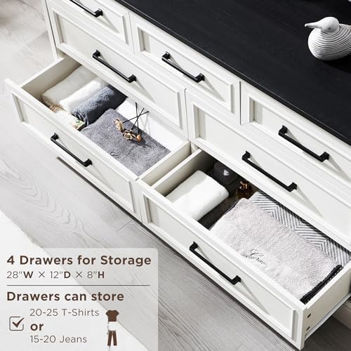 ACCOHOHO 7 Drawer Dresser, 52" Wide Farmhouse Chest for Bedroom, Off White