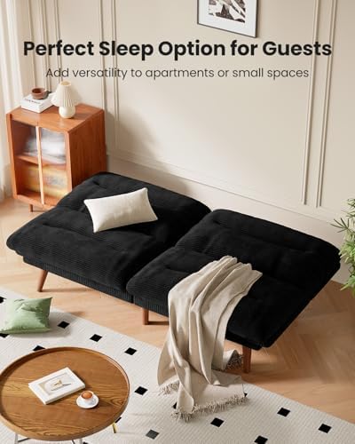 Amada 66 inch 3-in-1 Convertible Futon Sofa Bed, Black