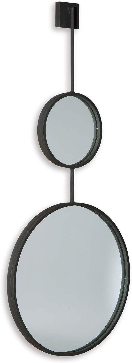 Signature Design by Ashley Large Stacked Round Accent Wall Mirror, Black