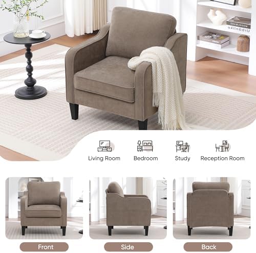 Accent Chair for Living Room, Mid Century Modern Reading Chair for Bedroom, U...