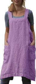 VLZUFE Cotton Linen Apron for women Cross Back Apron Pinafore Dress for Baking by Unknown