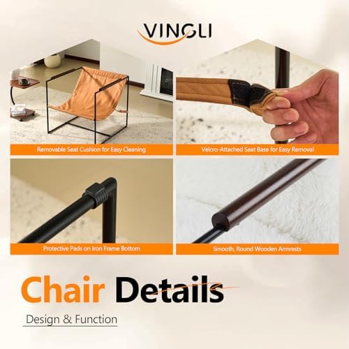 VINGLI 28" Wide Plush Upholstery Sling Modern Accent Chair with Metal Fr...