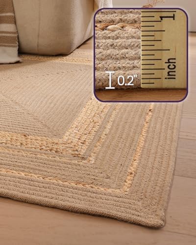 DEXI Woven Jute Rug 5x8, Indoor Outdoor Farmhouse Area Rugs for Living Room