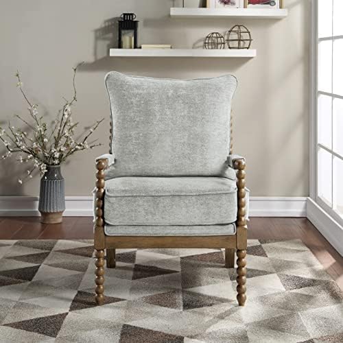 OSP Home Furnishings Fletcher Spindle Accent Chair with Rustic Brown Finish, ...