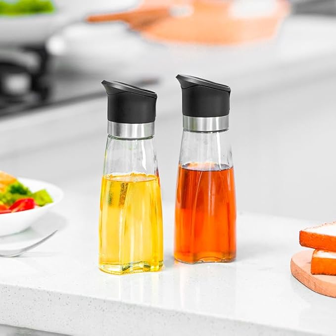 Premium Glass Olive Oil and Vinegar Dispenser Bottles Set, 2-Piece 11oz Kitchen - Image 7