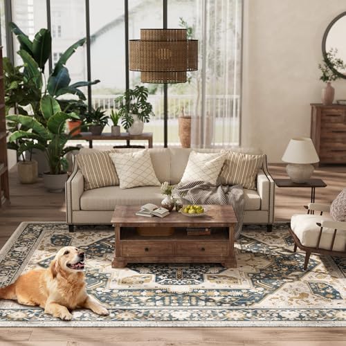 EnHomee 8x10 Area Rugs Washable for Bedroom, Boho Vintage Rugs, Foldable Area...