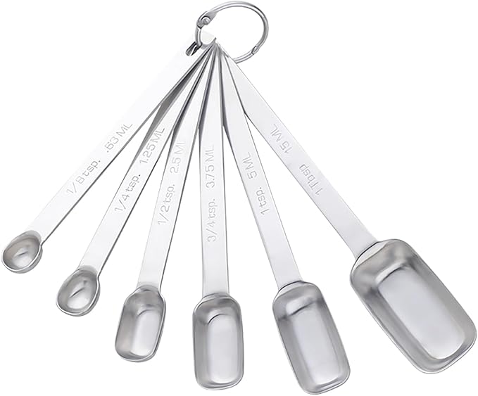 DOCBLACK 6PCS Measuring Spoons Set, Premium Heavy Duty Stainless Steel Metal by BOCBLACKKITCHENACCESSORIES