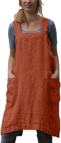 VLZUFE Cotton Linen Apron for women Cross Back Apron Pinafore Dress for Baking by Unknown