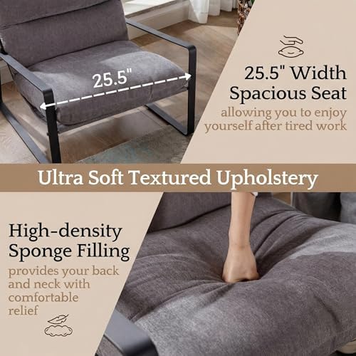 LukeAlon Modern Linen Accent Armchair, Grey