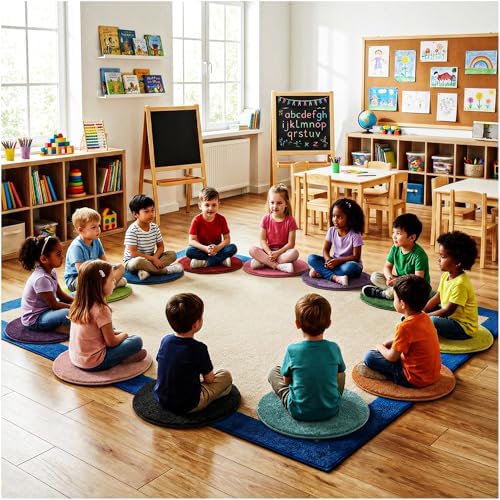 Koeckritz Rugs Rainbow Carpet Circle Seats, Set of 12, 18" Round