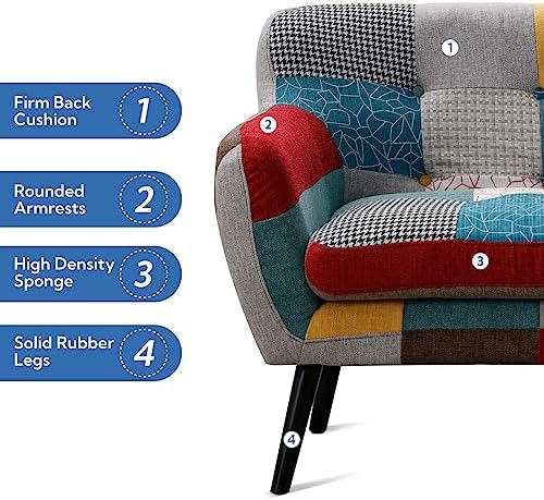 Bonzy Home Modern Oversized Accent Chair for Living Room, Colorful Boho Linen...