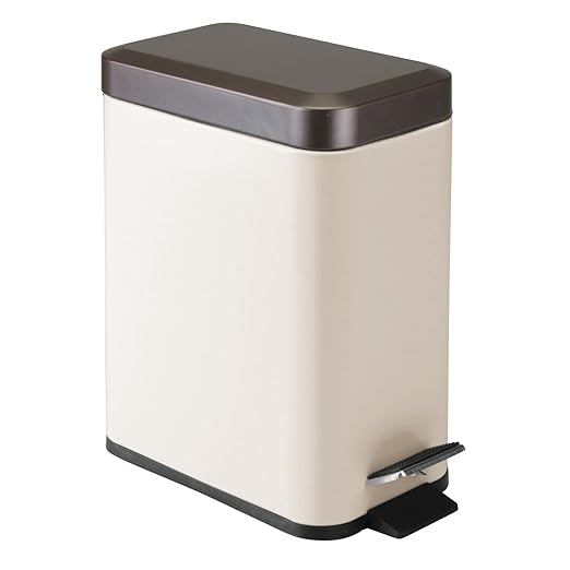 mDesign Small Modern 1.3 Gallon Rectangle Metal Lidded Step Trash Can, Compact - Image 9