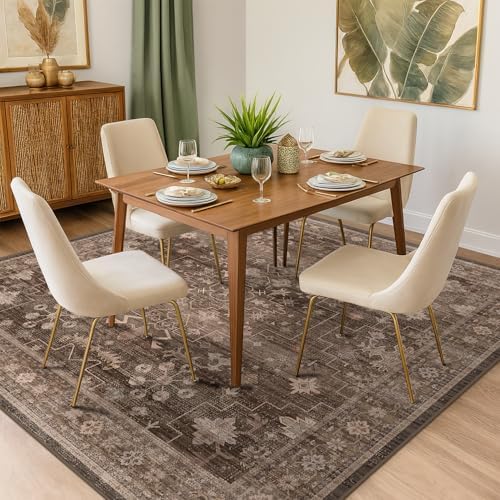 Washable 8x8 Square Rugs for Living Room - Vintage Large Carpet for Dining Ro...