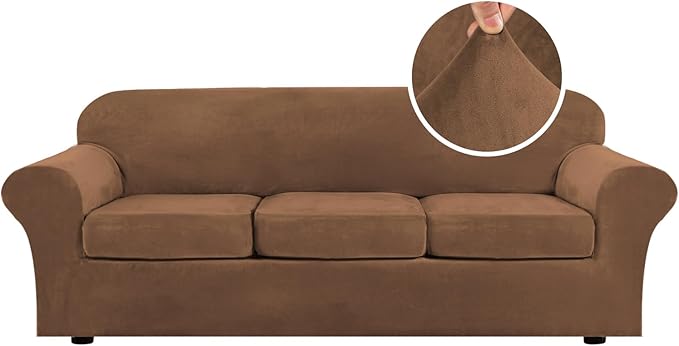 H.VERSAILTEX High Stretch Sofa Slipcover 4 Piece Cover Velvet Furniture by HVERSAILTEX