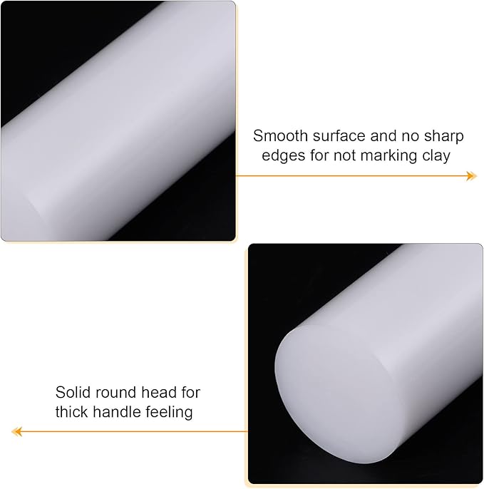 HARFINGTON Acrylic Clay Roller 6 Inch x 1 Inch Solid Non-Stick Plastic Round - Image 4