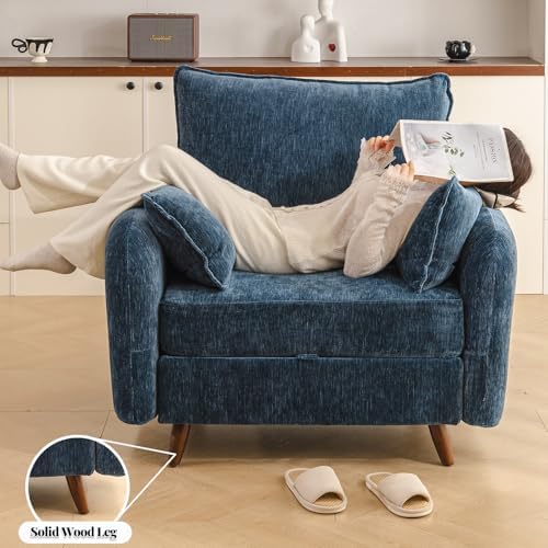 Rexulqo Oversized Accent Chair with Ottoman,All Seats Storage,Comfy Big Armch...
