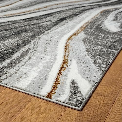 LUXE WEAVERS Marble Patterned Abstract Swirl Gray 5x7 Area Rug