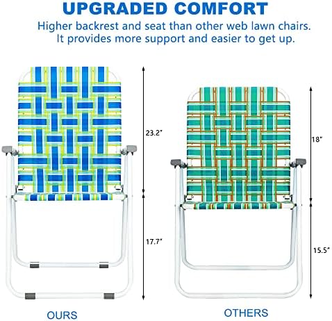VINGLI Patio Lawn Webbed Folding Chairs Set of 2, Outdoor Beach Portable Lawn...