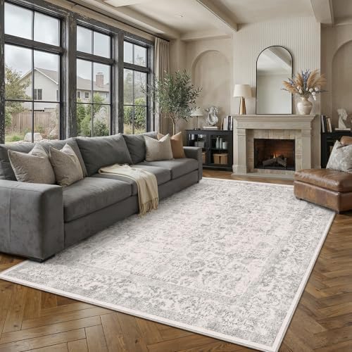 PureCozy Gray Area Rug 5x7 Vintage Floral