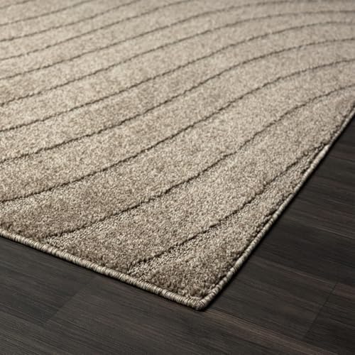 LUXE WEAVERS Modern Geometric Wave Taupe 8x10 Area Rug