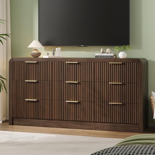 Decofy Fluted 9 Drawers Dresser, 63'' Wide Chest of Drawers for Bedroom