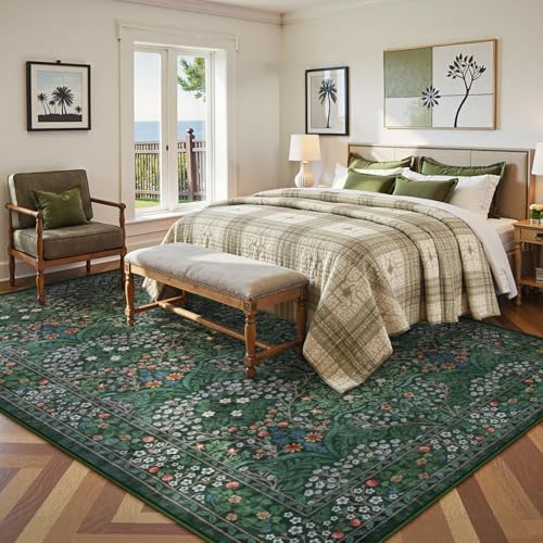 Lahome Floral 9x12 Area Rugs for Living Room, Soft Bedroom Washable Rugs