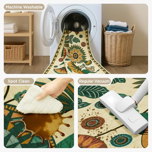 Joydeco Egypt Floral Large Washable 9x12 Area Rugs for Living Room Bedroom