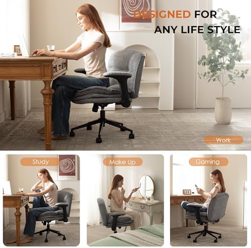 Dowinx Criss Cross Chair with Adjustable Flip-up Arms and Wheels, Comfort Erg...