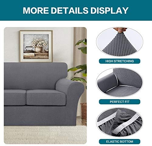 Turquoize 4 Piece Sofa Covers for 3 Cushion Couch Sofa Slipcover Soft Couch C...
