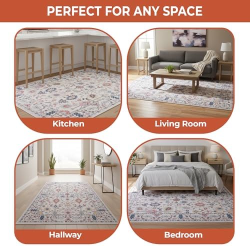 COTPOLY 5' x 7' Washable Area Rug for Living Room, Kitchen, Hallway, ...