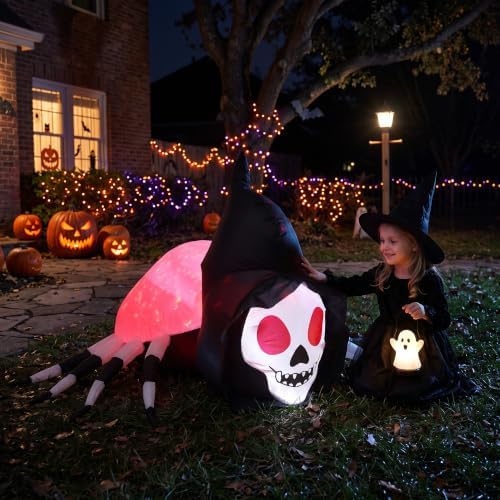 5.7FT Halloween Inflatable Skeleton Spider Outdoor Yard Decor with Magic Ligh...