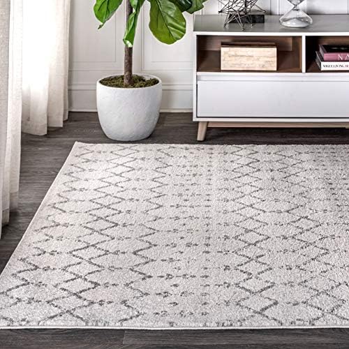 JONATHAN Y Boho Vintage Diamond Cream/Gray Indoor Area Rug 8X10 ft, Moroccan ...
