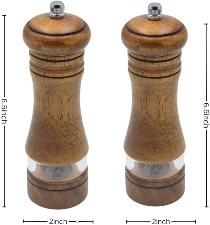 Classic Salt and Pepper Grinder Set, Refillable Salt and Pepper Mills, Manual - Image 2