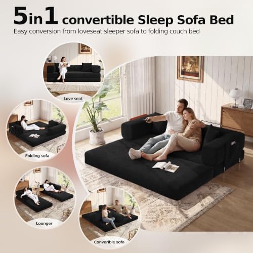 MoonSpeak 78.8'' Futon Sofa Bed, Boneless Couches for Living Room