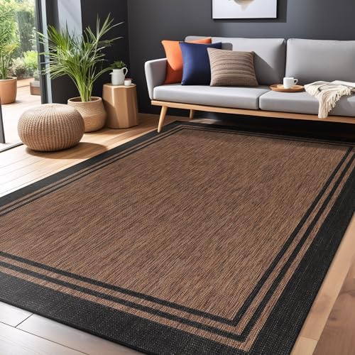 Luul Home Bordered Outdoor Rug 5x7 Washable Outside Carpet for Indoor Patio P...