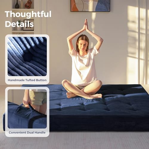 MAXYOYO Foldable Mattress, 8-Inch Tufted Futon Mattress with Handles