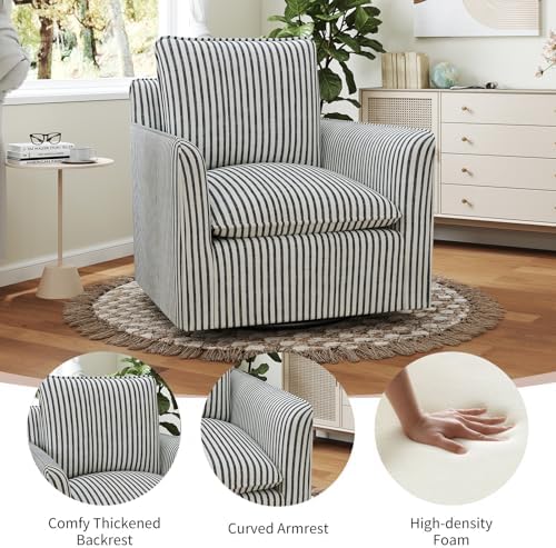 INZOY Swivel Accent Square Chair with Thick Padded Backrest Cushion, Swivel R...