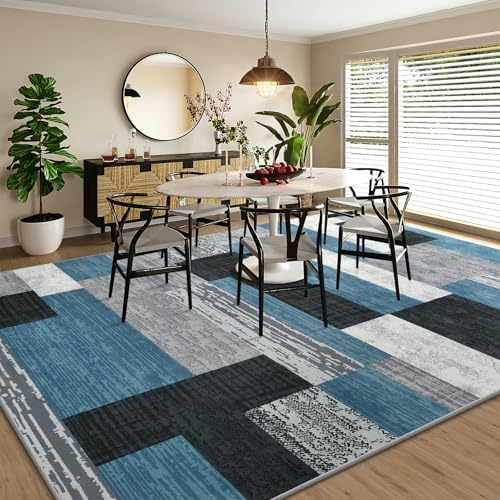 Large Area Rugs, Modern Geometric Patchwork Floor Decor Rockwood Collection