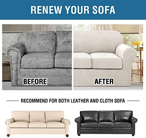 H.VERSAILTEX 4 Piece Stretch Couch Covers for 3 Cushion Couch Sofa Furniture ...